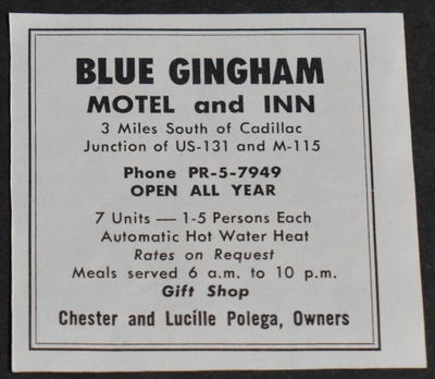 Blue Gingham Inn And Motel - Old Print Ad (newer photo)